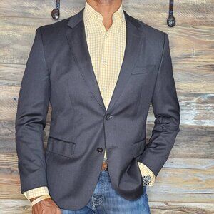 Hugo Boss Super 100's Wool Italy Charcoal Dual Vent Stitched Lapel Blazer 38S